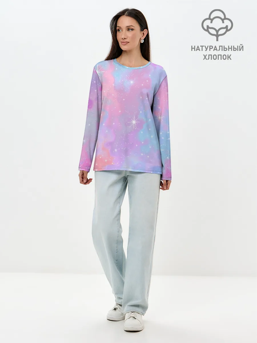 Лонгслив женский. Хлопок / Просто космос