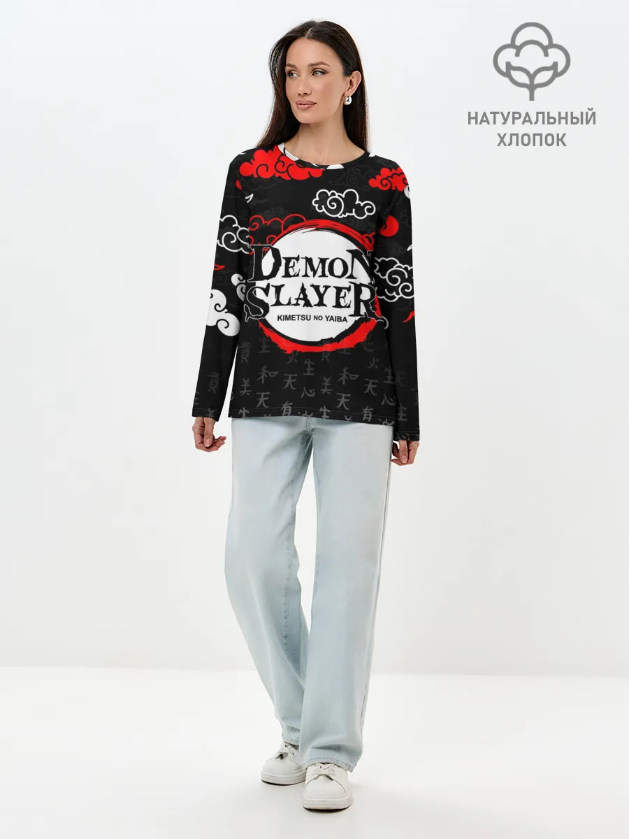 Лонгслив женский. Хлопок / КЛИНОК, РАССЕКАЮЩИЙ ДЕМОНОВ