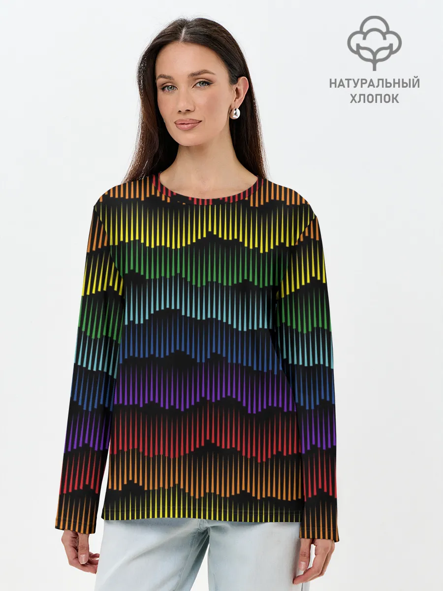 Лонгслив женский. Хлопок / Радуга