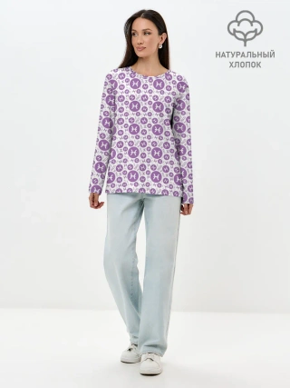 Лонгслив женский. Хлопок / Рыбы