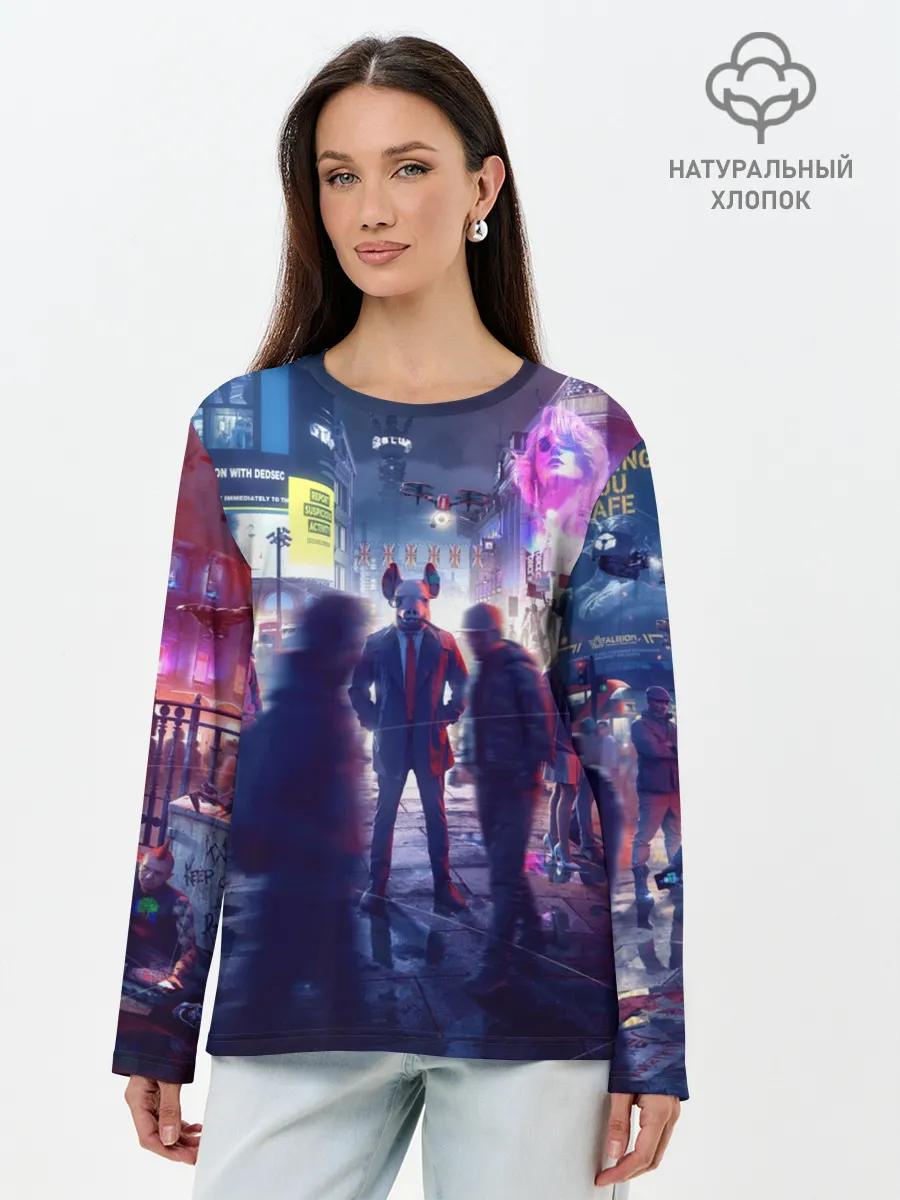 Лонгслив женский. Хлопок / Watch dogs: Legion