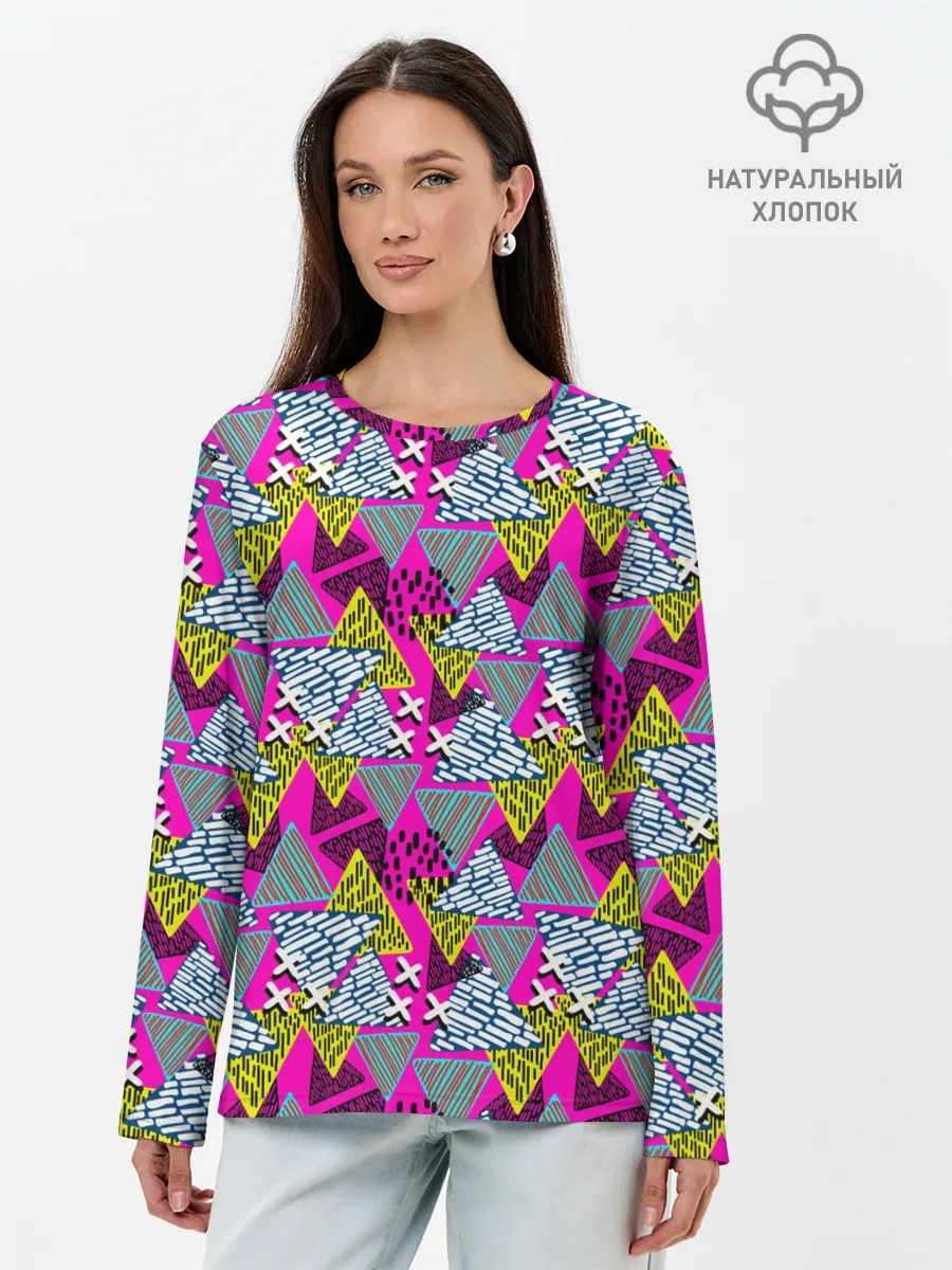 Лонгслив женский. Хлопок / Дикая абстракция