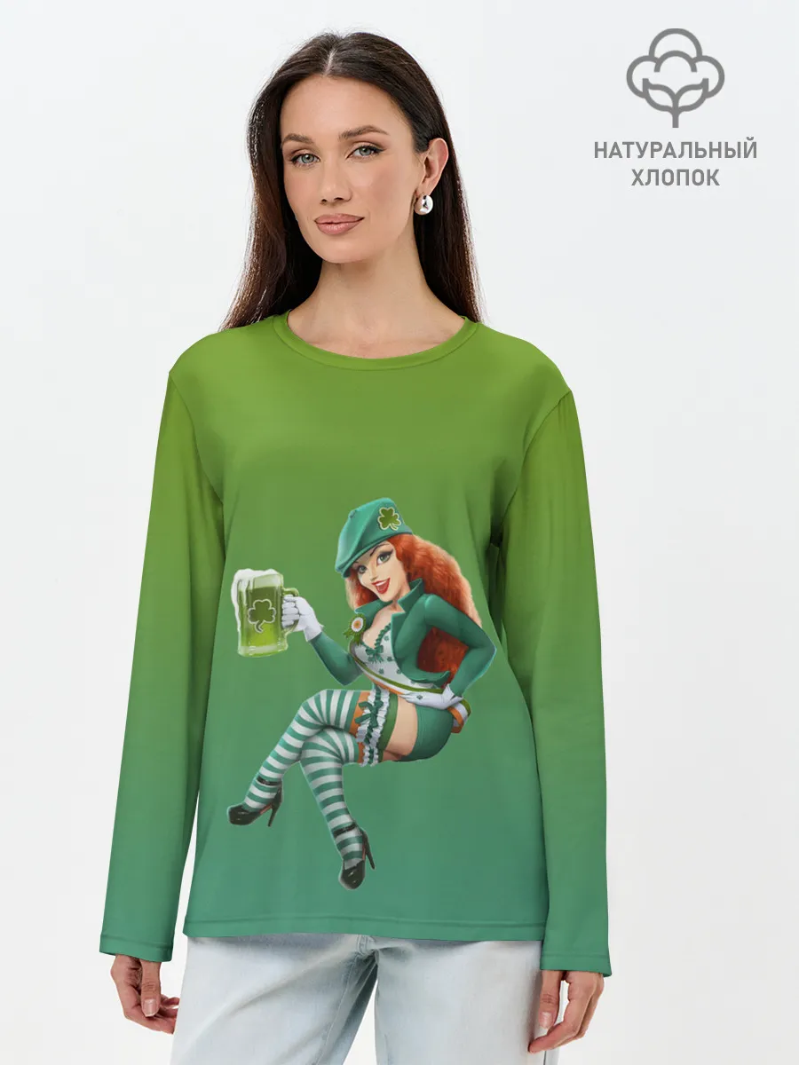 Лонгслив женский. Хлопок / девушка вечеринка на Патрика