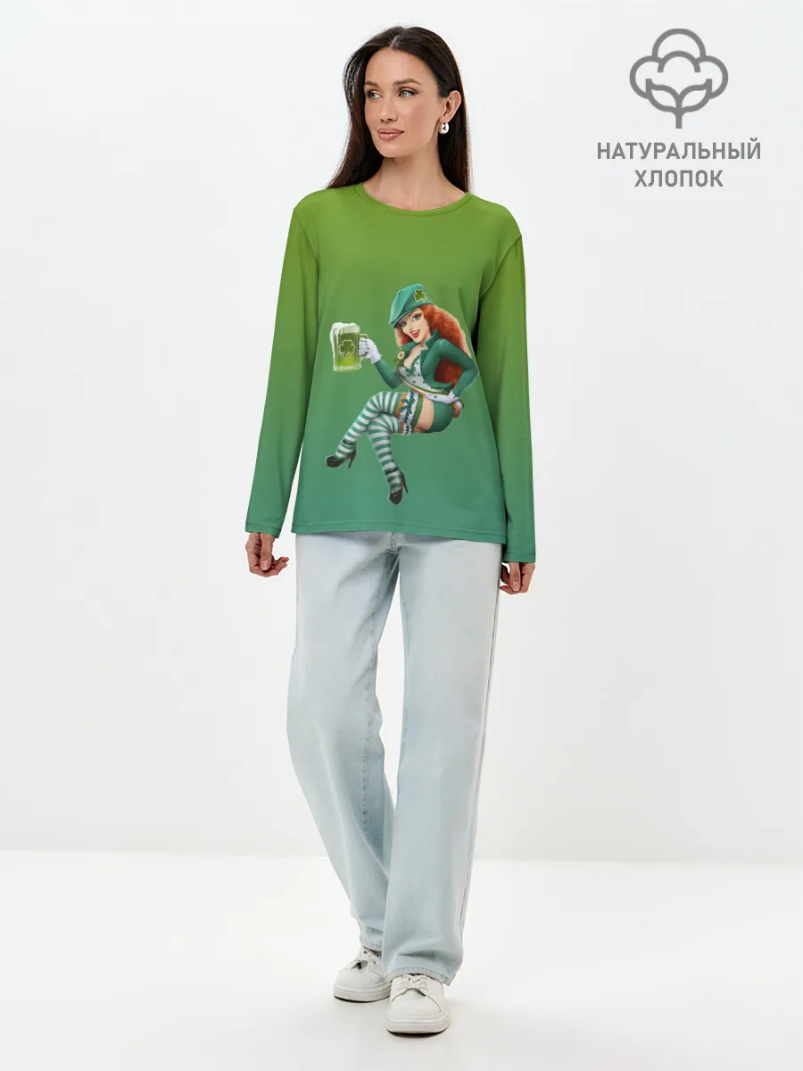 Лонгслив женский. Хлопок / девушка вечеринка на Патрика