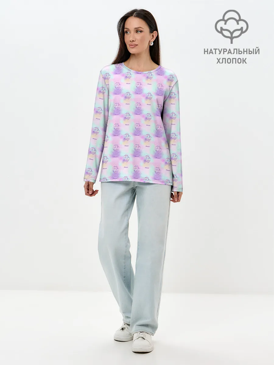 Лонгслив женский. Хлопок / Рыбы