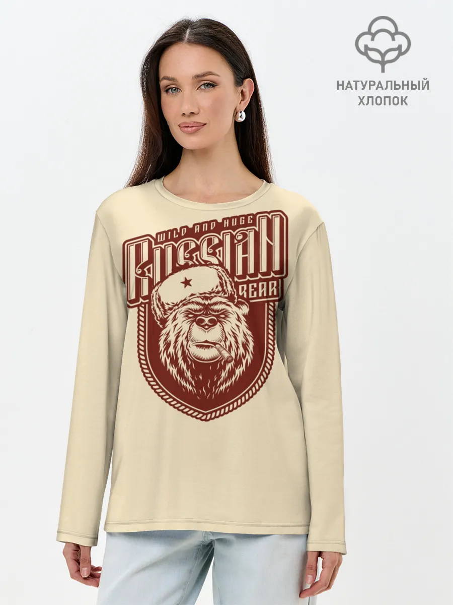 Лонгслив женский. Хлопок / Русский медведь
