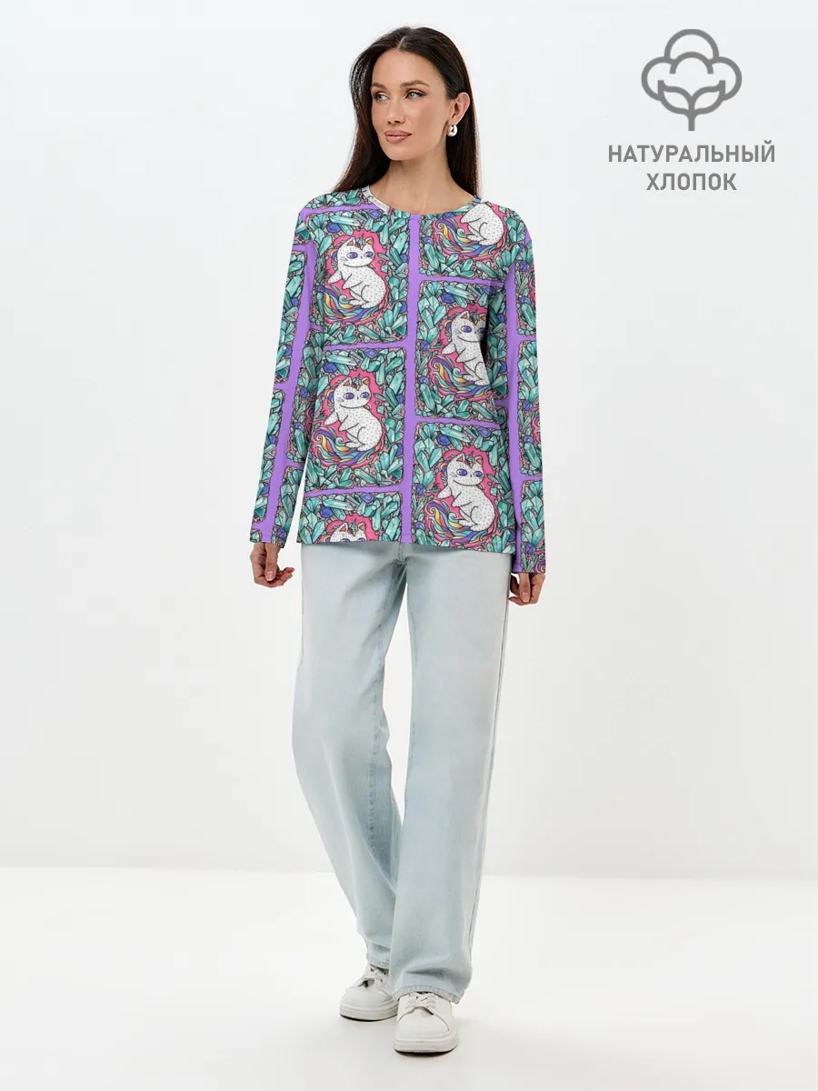 Лонгслив женский. Хлопок / Маленькие Единорожки