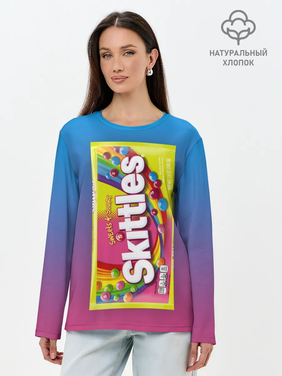 Лонгслив женский. Хлопок / Skittles | Желтый