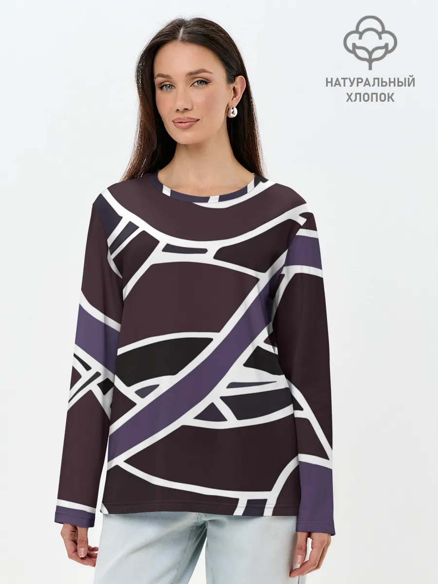 Лонгслив женский. Хлопок / Линейная текстура