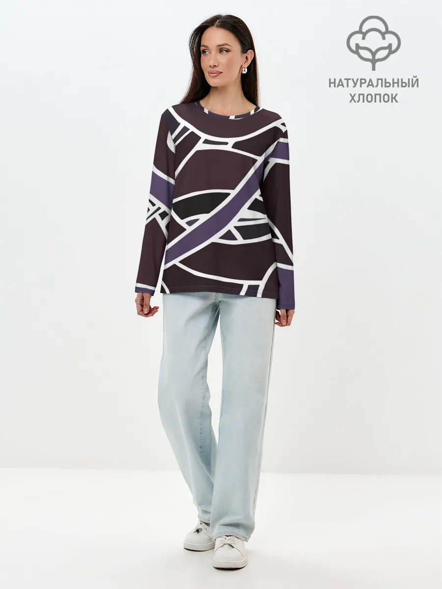 Лонгслив женский. Хлопок / Линейная текстура
