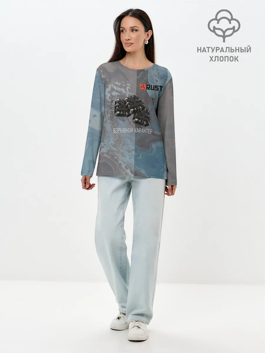 Лонгслив женский. Хлопок / Rust | Взрыв С4 | Раст
