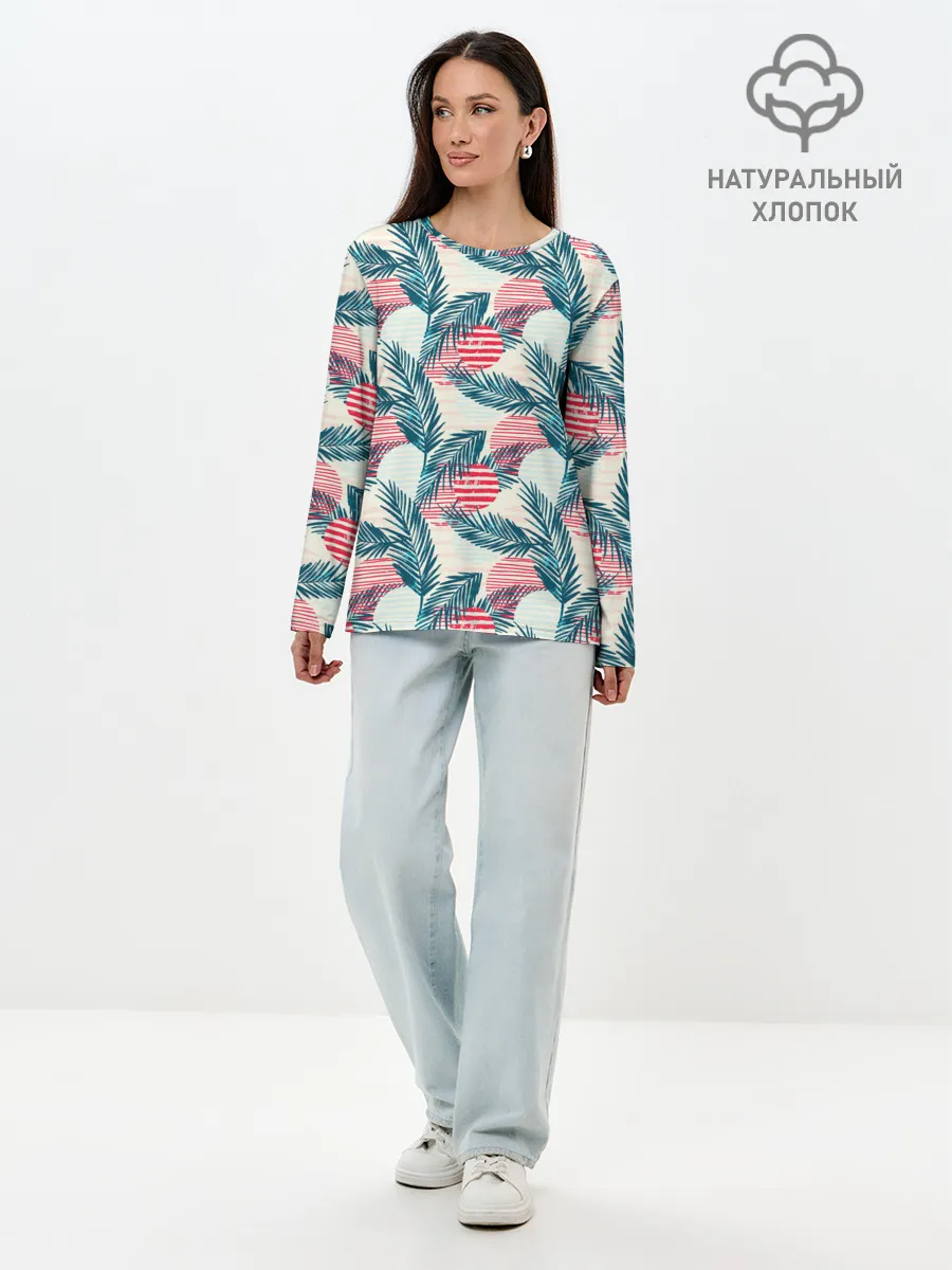 Лонгслив женский. Хлопок / Ретро арт