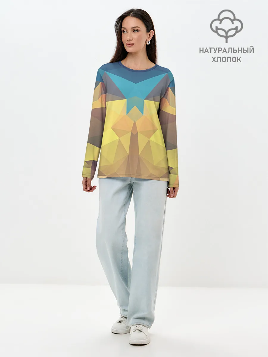 Лонгслив женский. Хлопок / Абстрактная Геометрия