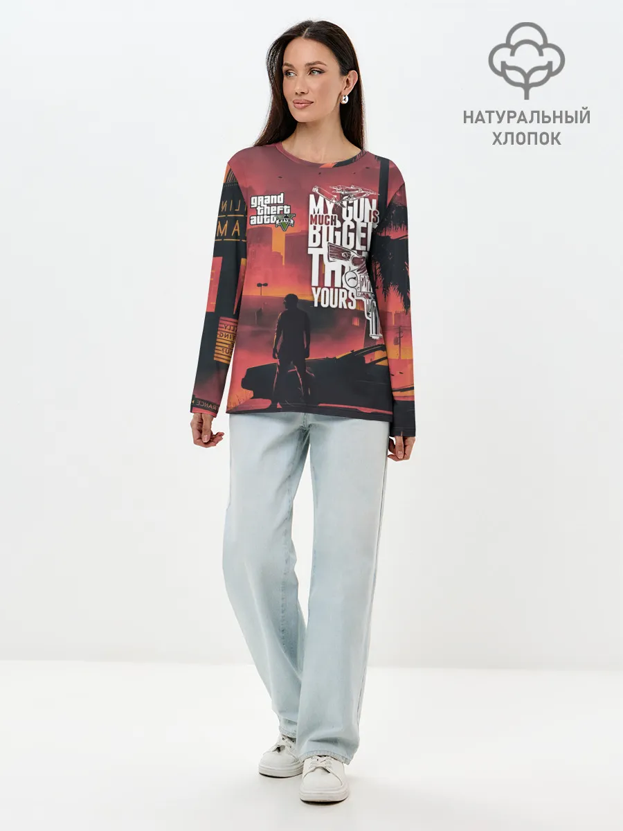 Лонгслив женский. Хлопок / MY GUN IS MUCH BIGGER THAN YOU