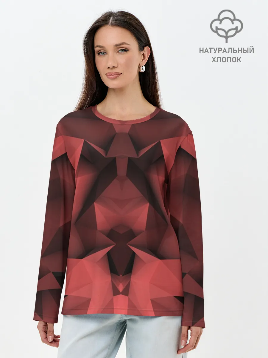 Лонгслив женский. Хлопок / Геометрическая Абстракция
