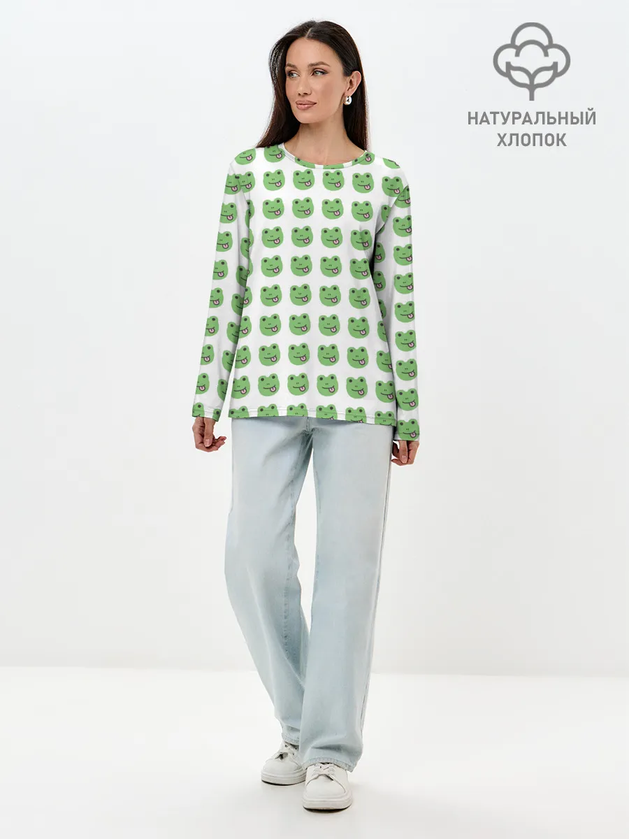 Лонгслив женский. Хлопок / лягушки