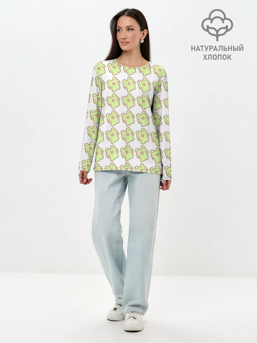 Лонгслив женский. Хлопок / счастливые лягушки