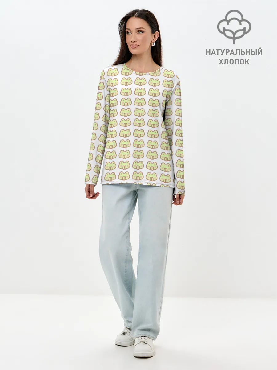 Лонгслив женский. Хлопок / лягушечки