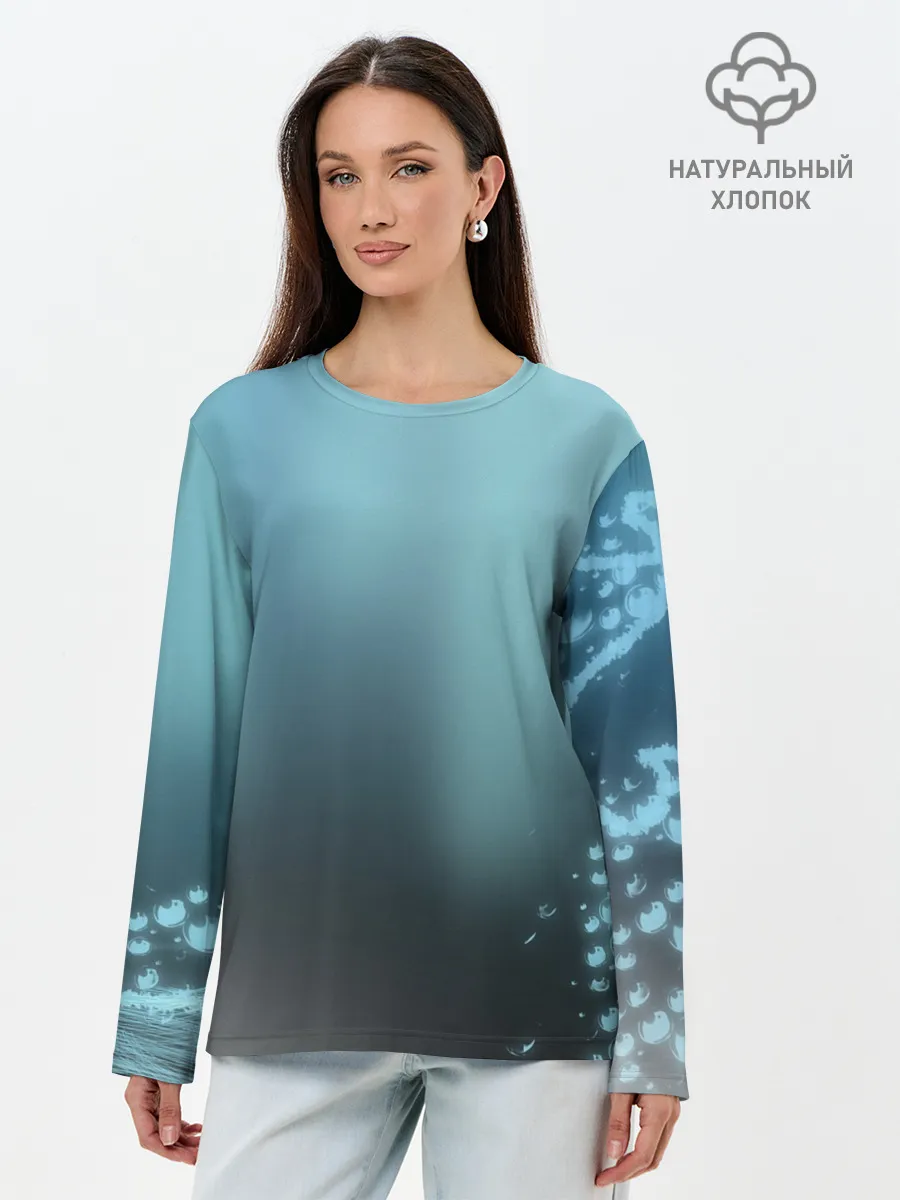 Лонгслив женский. Хлопок / Водяные свечения