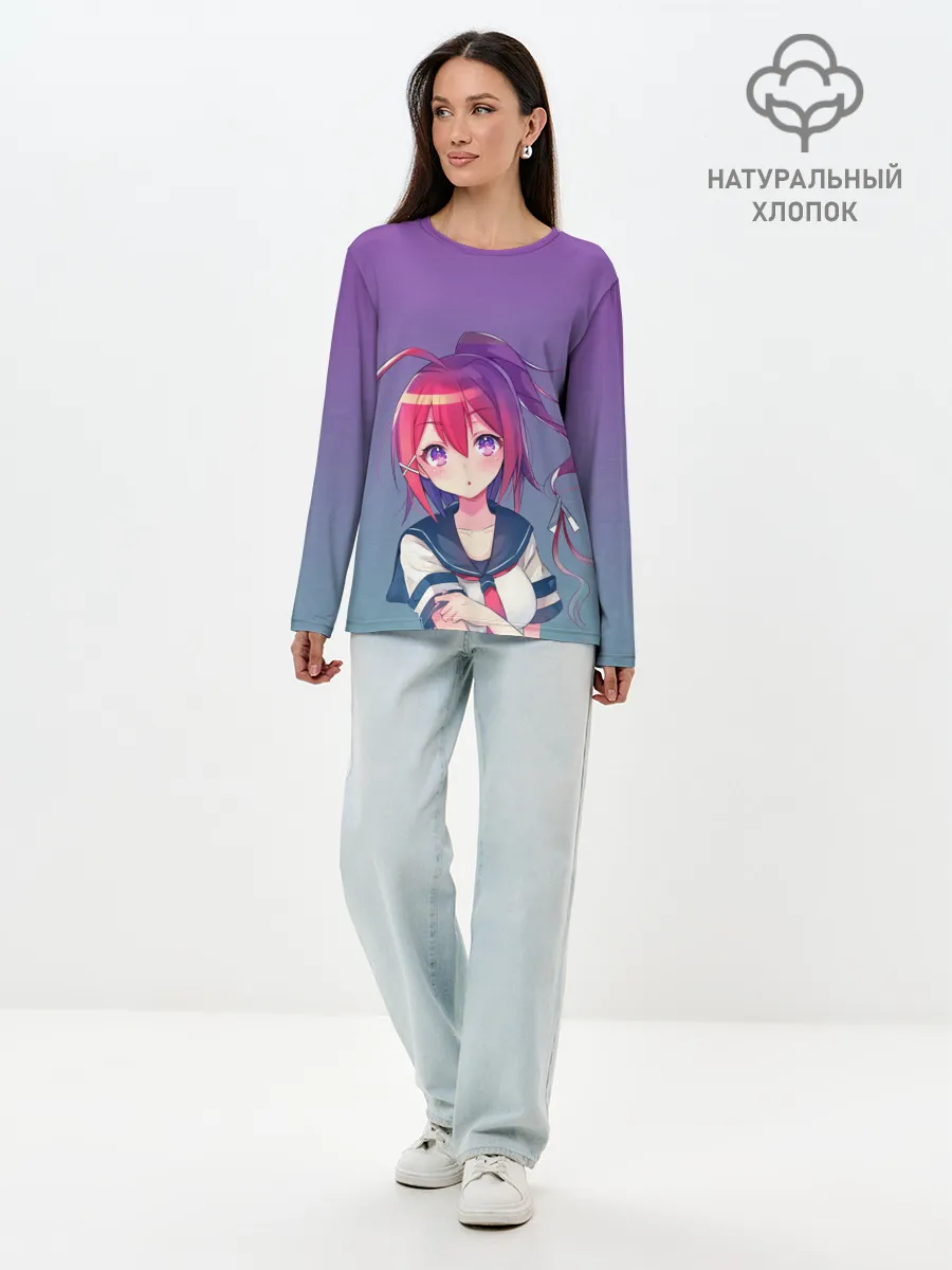 Лонгслив женский. Хлопок / девочка в форме
