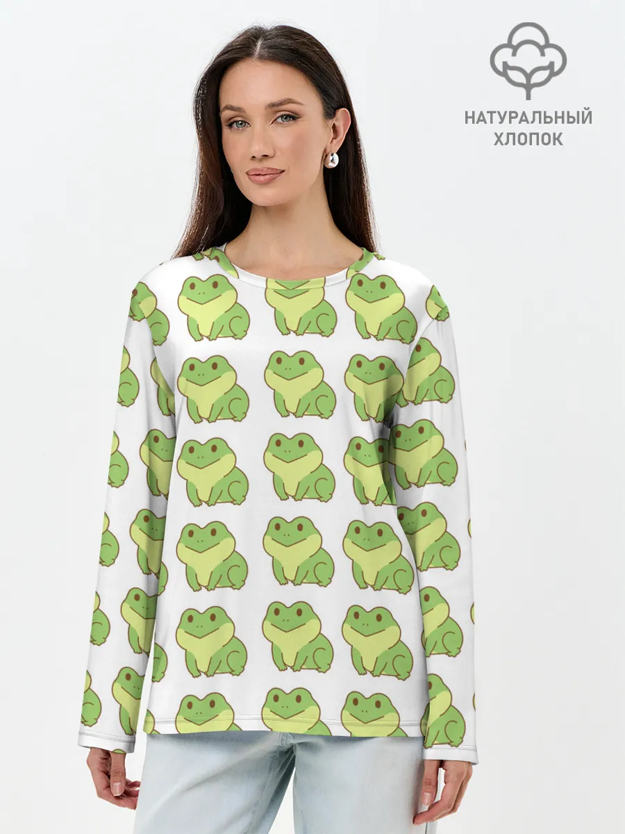 Лонгслив женский. Хлопок / лягушки