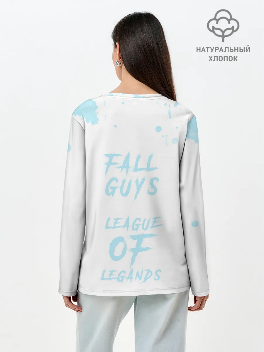 Лонгслив женский. Хлопок / Fall guys x league of legands
