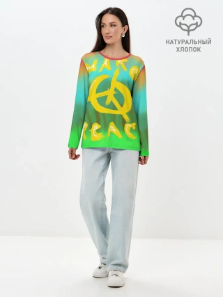 Лонгслив женский. Хлопок / Make peace