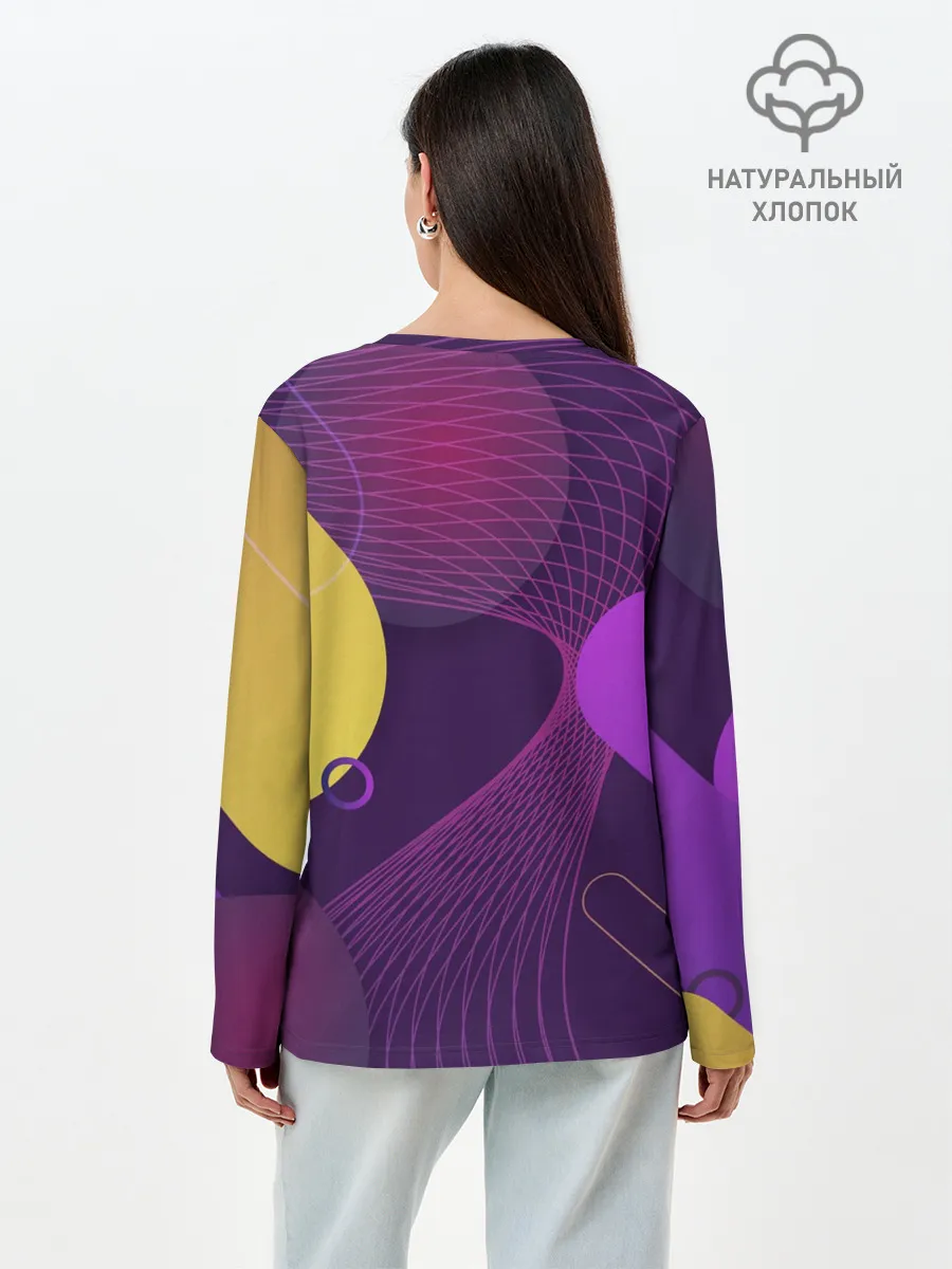 Лонгслив женский. Хлопок / ГЕОМЕТРИЧЕСКИЕ ЛИНИИ