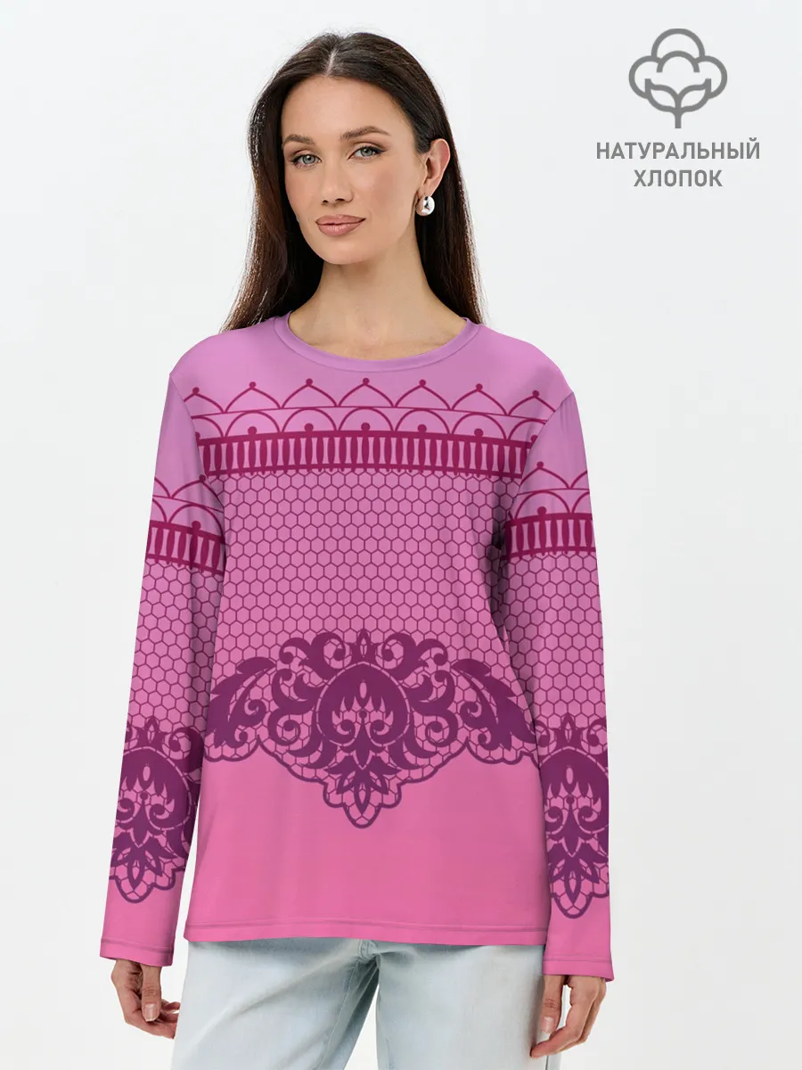 Лонгслив женский. Хлопок / Кружева