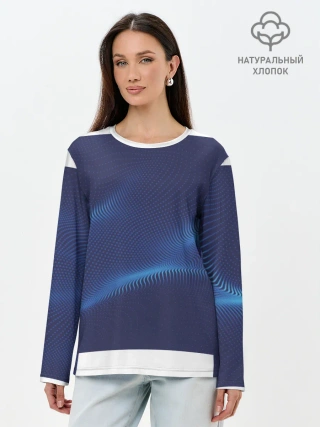 Лонгслив женский. Хлопок / 3D волна
