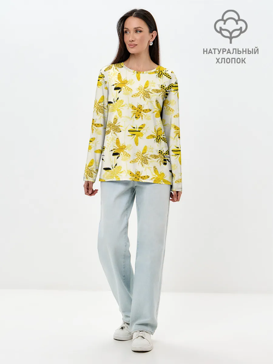 Лонгслив женский. Хлопок / Разные Пчелы