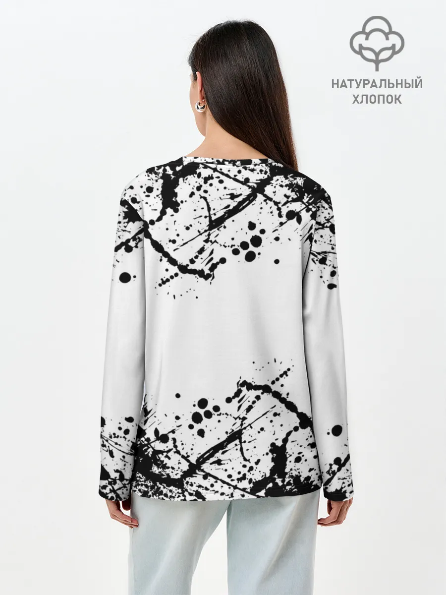 Лонгслив женский. Хлопок / черный клевер,