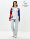 Лонгслив женский. Хлопок / BLUE WHITE & RED
