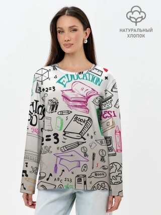 Лонгслив женский. Хлопок / учеба узор