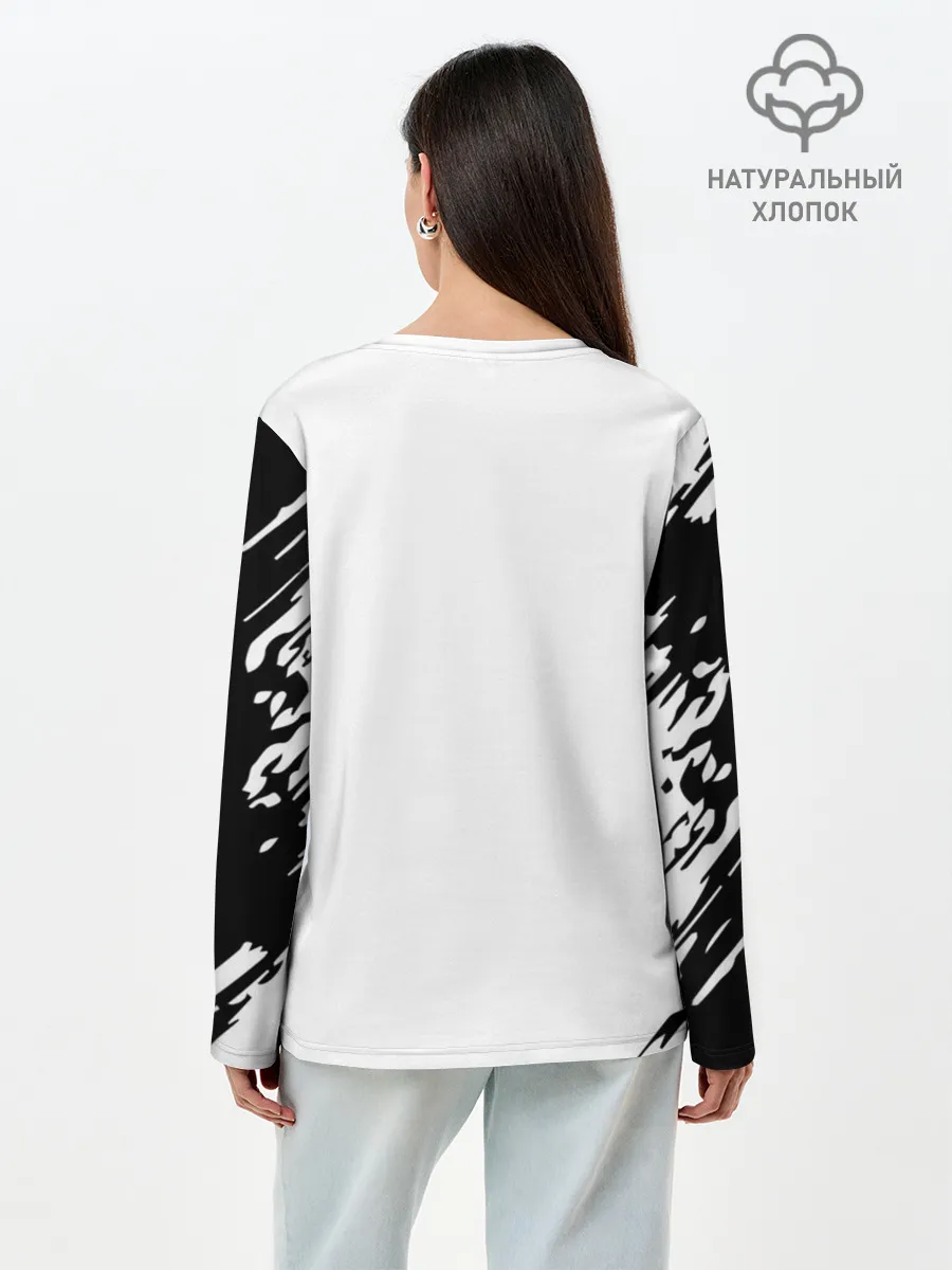 Лонгслив женский. Хлопок / черный клеывер аниме