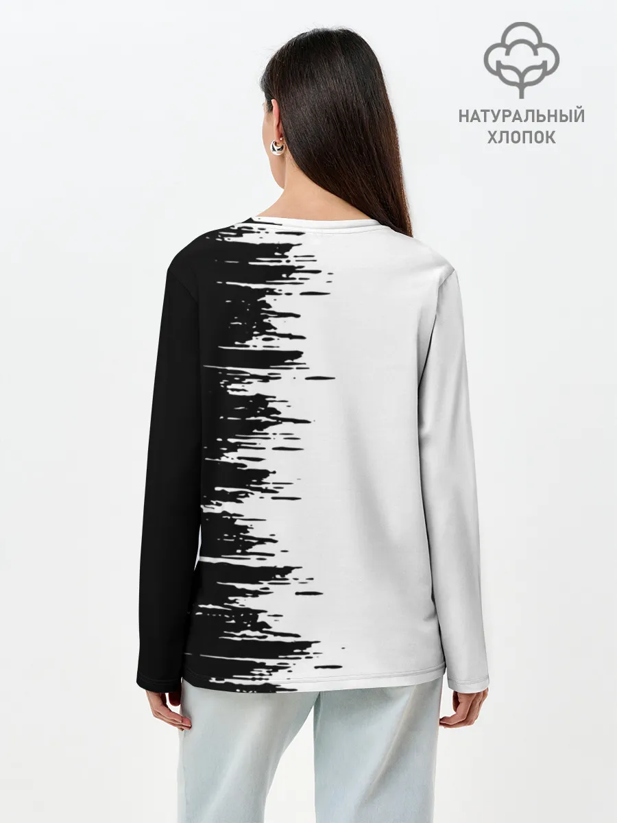 Лонгслив женский. Хлопок / Чёрный клевер,