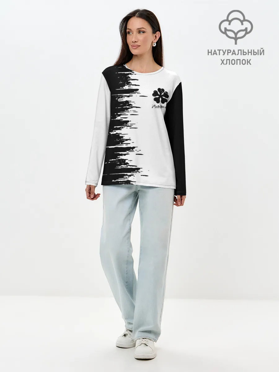 Лонгслив женский. Хлопок / Чёрный клевер,