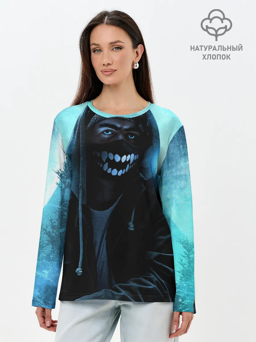 Лонгслив женский. Хлопок / Парень в маске