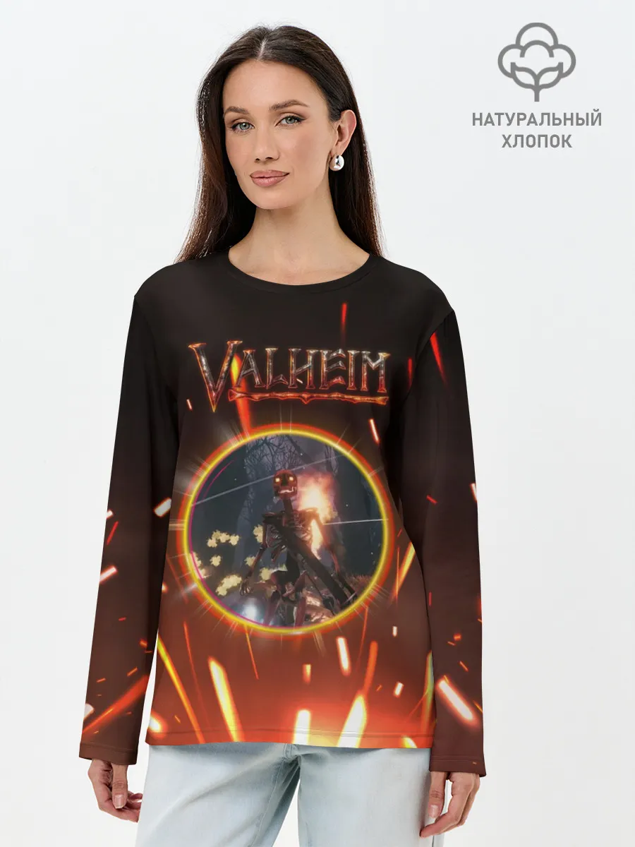 Лонгслив женский. Хлопок / Скелет из Вальхейма
