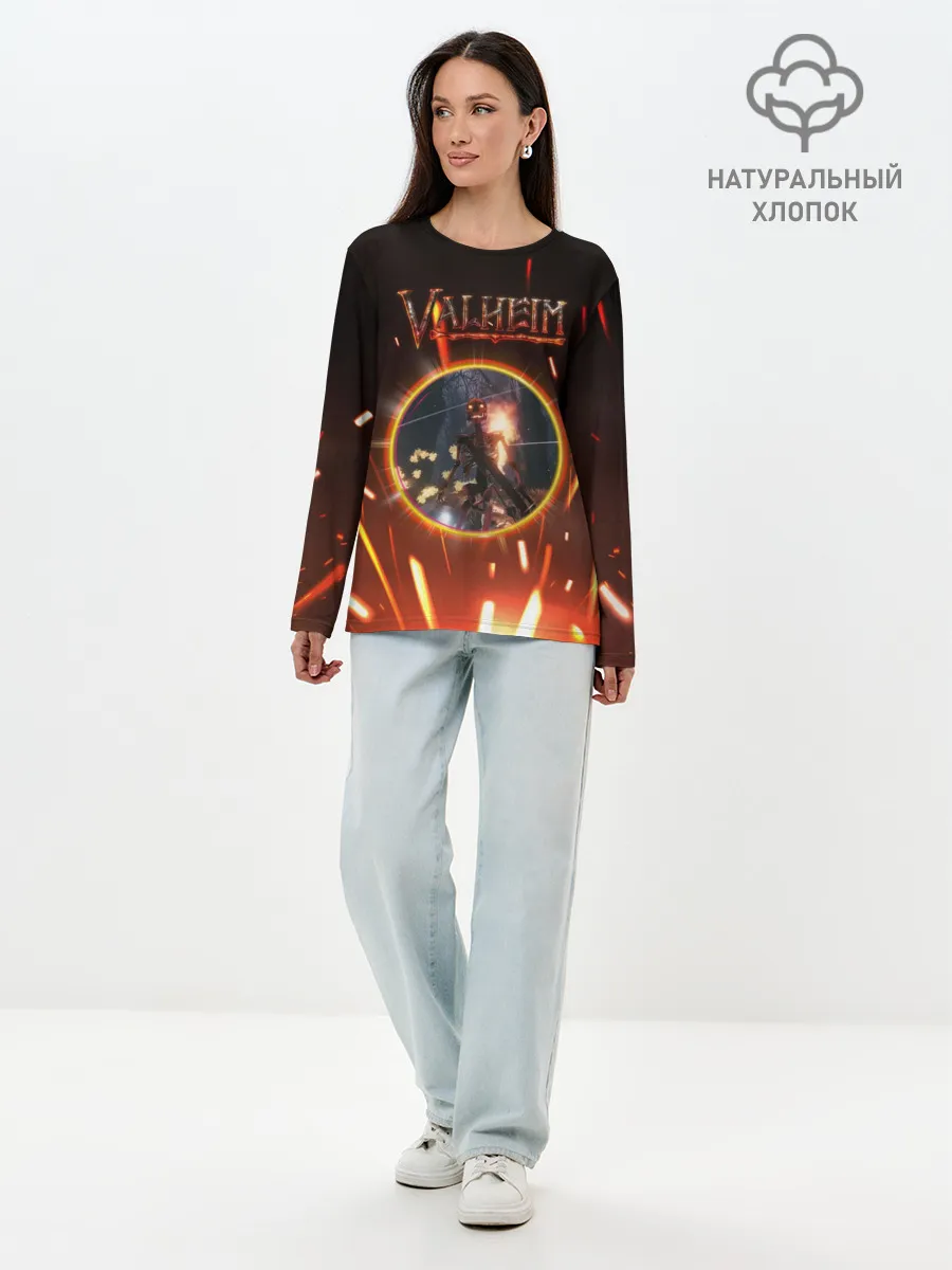 Лонгслив женский. Хлопок / Скелет из Вальхейма
