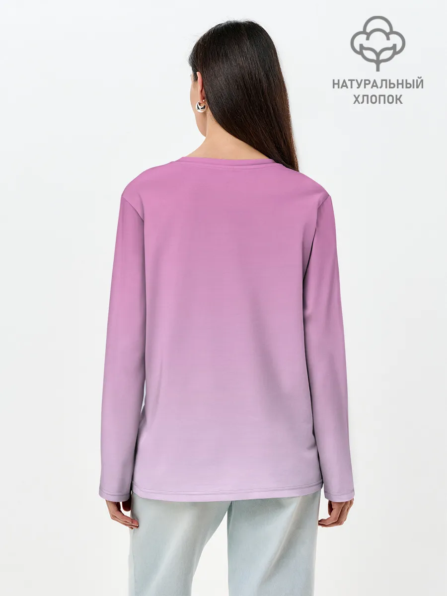 Лонгслив женский. Хлопок / розовая ромашка