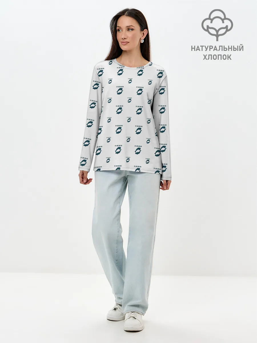 Лонгслив женский. Хлопок / Рыбы