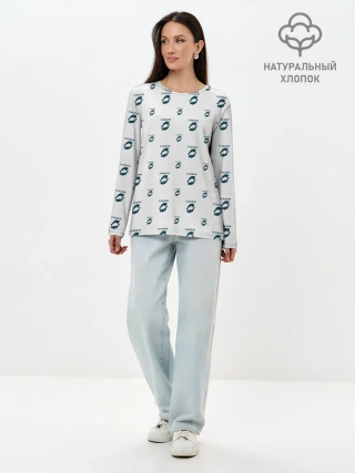 Лонгслив женский. Хлопок / Рыбы