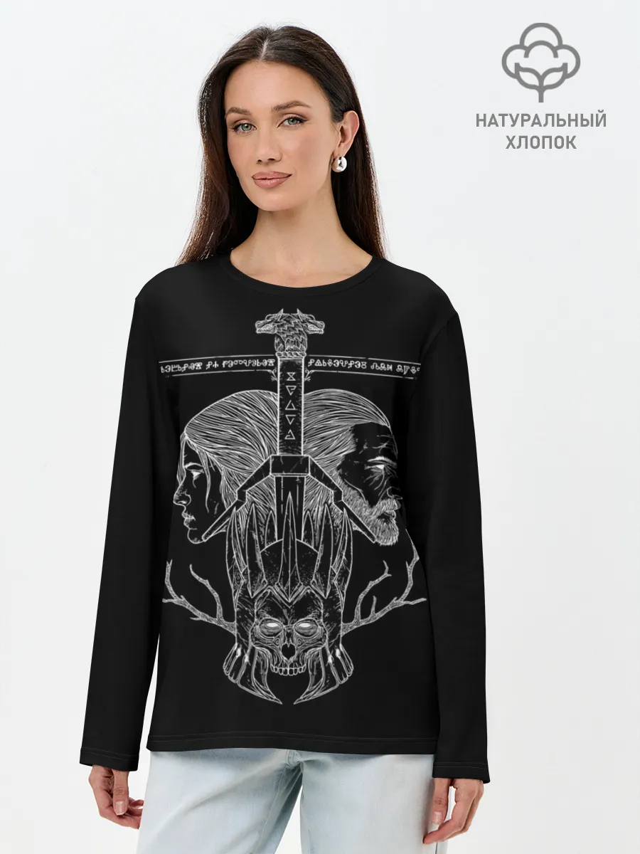 Лонгслив женский. Хлопок / Дикая охота | Ведьмак