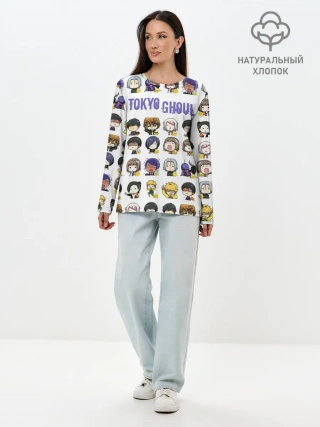 Лонгслив женский. Хлопок / Токийский гуль пресонажи