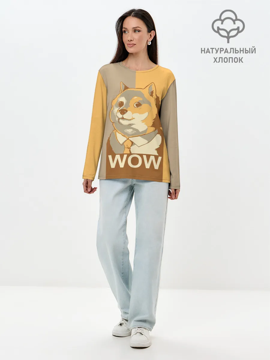Лонгслив женский. Хлопок / Doge Wow