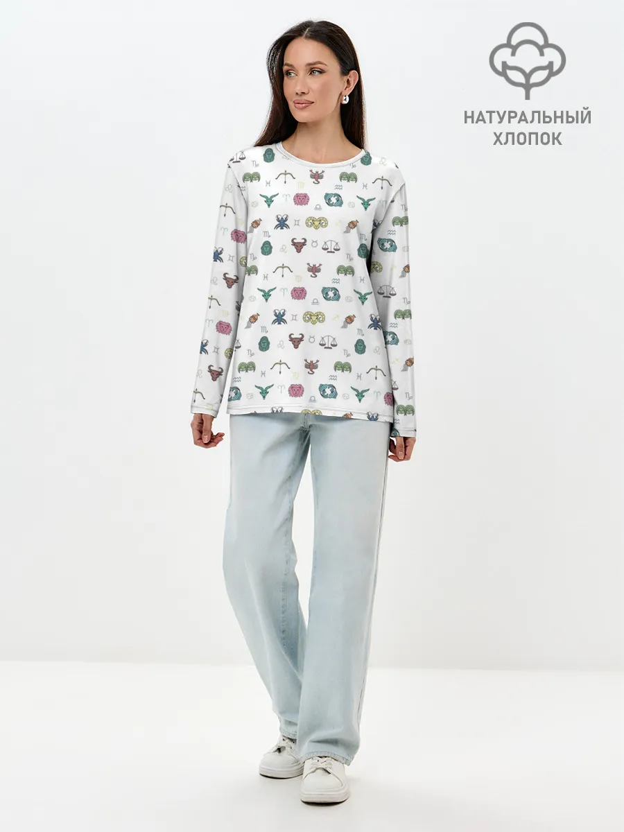 Лонгслив женский. Хлопок / Знаки Зодиака