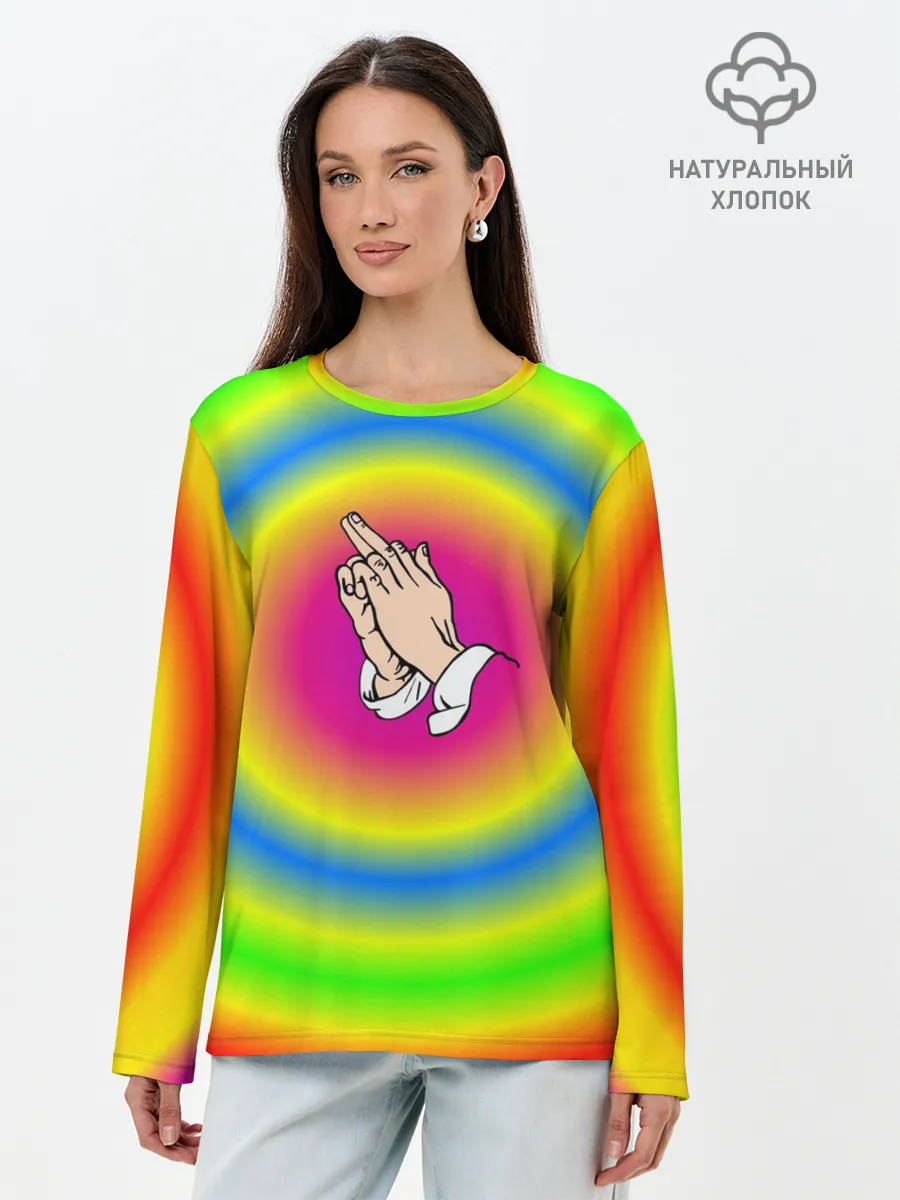 Лонгслив женский. Хлопок / bright print