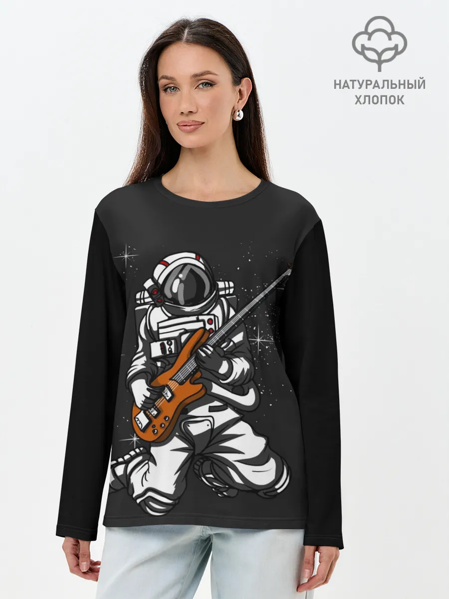 Лонгслив женский. Хлопок / Музыкант Космонавт