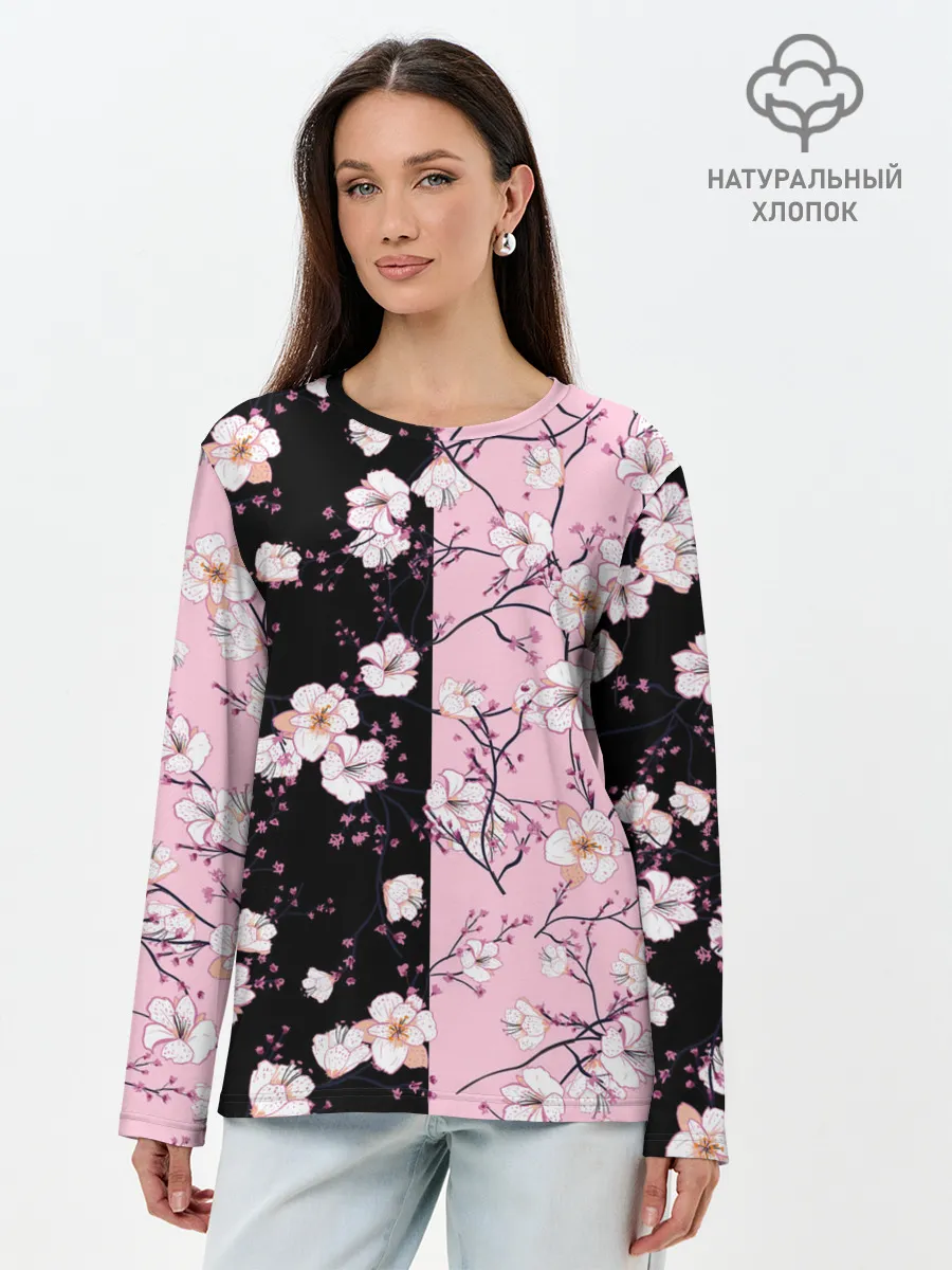 Лонгслив женский. Хлопок / САКУРА | SAKURA | ВИШНЯ